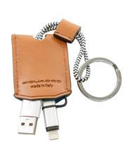 PIQUADRO CAMPIONARIO - BAGMOTIC KIT Leather wallet + key ring with USB Leather / Blue - Men&rsquo;s Wallets - 6