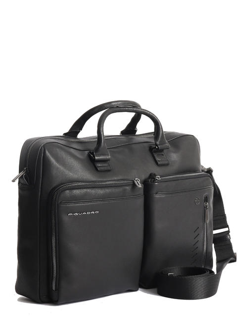 CAMPIONARIO -  NABUCCO Leather briefcase for pc 15.6 " Black - Work Briefcases