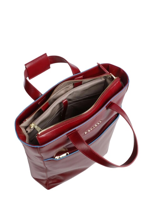 CAMPIONARIO - BLUE SQUARE Vertical leather briefcase, 14" laptop RED - Work Briefcases