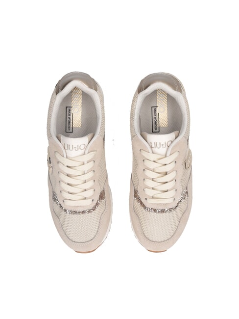 MAXI WONDER LOW 02 Glitter and mesh sneakers rope/light gold - Women’s shoes