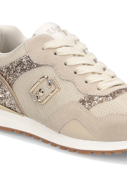 MAXI WONDER LOW 02 Glitter and mesh sneakers rope/light gold - Women’s shoes