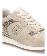 LIUJO MAXI WONDER LOW 02 Glitter and mesh sneakers rope/light gold - Women’s shoes - 6