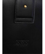 PINKO LOVE ONE CLASSIC Leather shoulder bag with flap black-antique gold - Women’s Bags - 5