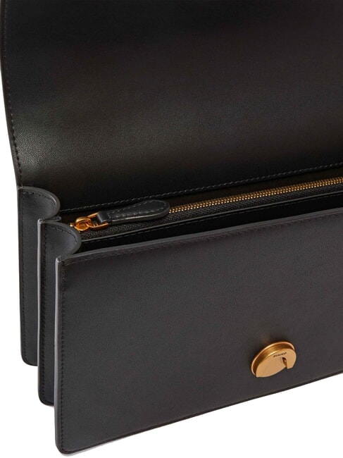 LOVE ONE CLASSIC Leather shoulder bag with flap black-antique gold - Women’s Bags