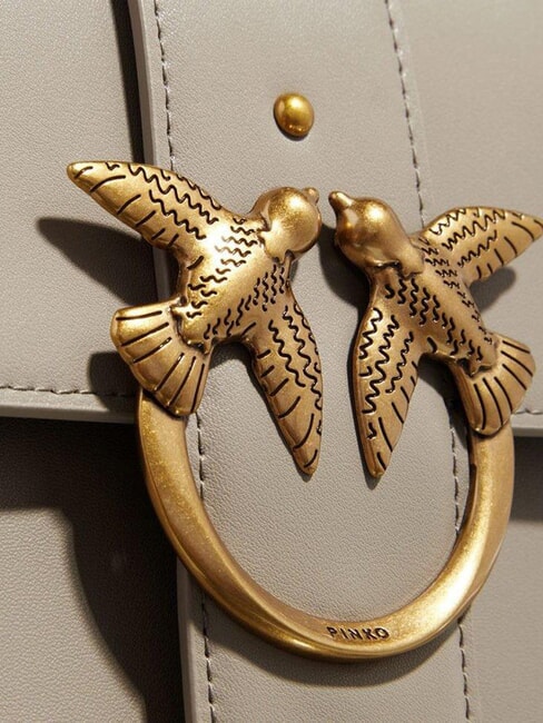 LOVE ONE CLASSIC Leather shoulder bag with flap walnut-antique gold - Women’s Bags