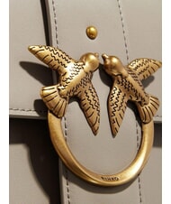 PINKO LOVE ONE CLASSIC Leather shoulder bag with flap walnut-antique gold - Women’s Bags - 3