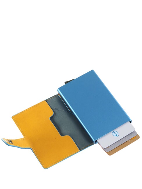 BLUE SQUARE Leather and metal credit card holder Yellow - Men’s Wallets