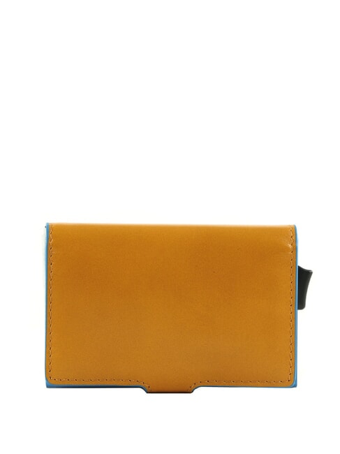 BLUE SQUARE Leather and metal credit card holder Yellow - Men’s Wallets