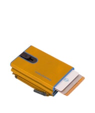 PIQUADRO BLUE SQUARE Leather wallet with sliding system Yellow - Men’s Wallets - 2