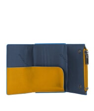 PIQUADRO BLUE SQUARE Leather wallet with sliding system Yellow - Men’s Wallets - 3