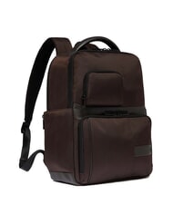 PIQUADRO WOLLEM Leather and fabric backpack, 14" laptop holder MORO - Laptop backpacks - 2