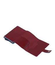PIQUADRO BLUE SQUARE Leather and metal credit card holder RED - Men&rsquo;s Wallets - 3