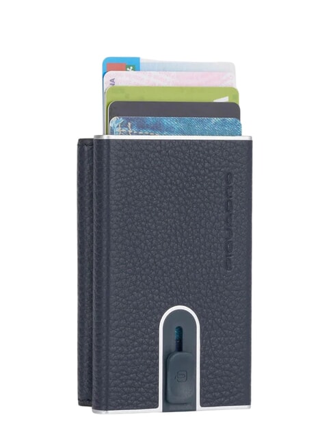 MODUS RESTYLING Leather card holder with slider blue - Men’s Wallets