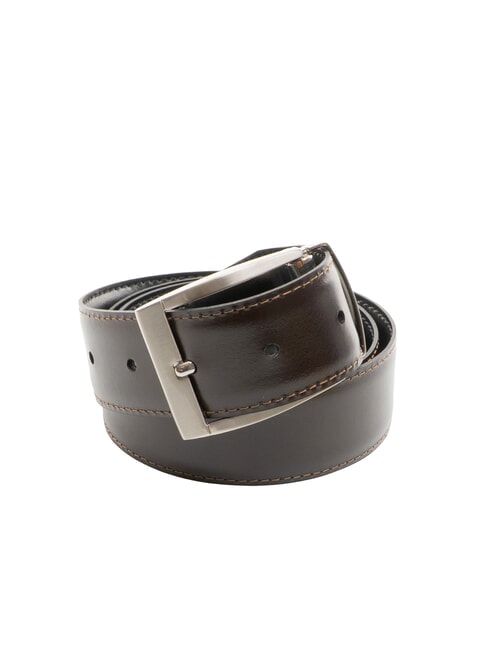 CASUAL Double-sided leather belt smooth black/smooth dark brown - Belts