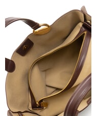 BORBONESE BRIDLE MEDIUM SHOPPER Medium nappa leather handbag chestnut/mushroom - Women’s Bags - 5