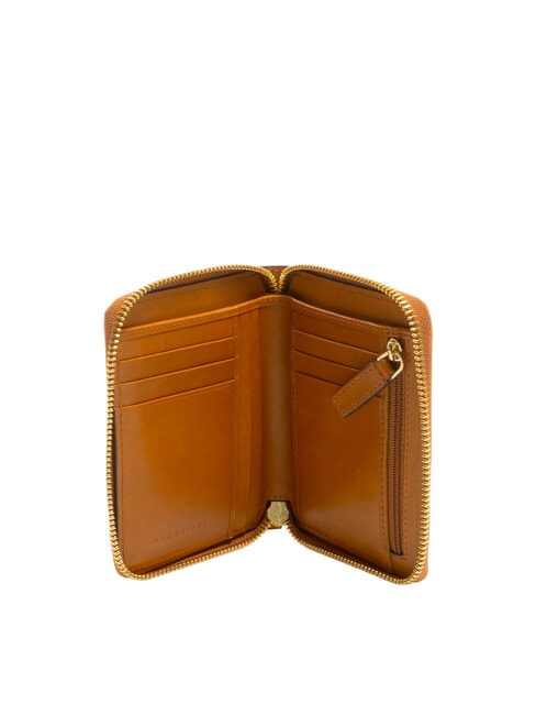 CECILIA Medium zip around leather wallet Cognac / Gold - Women&rsquo;s Wallets