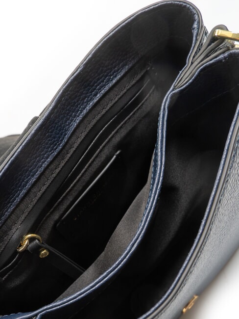 HELENA ROUND Leather bag with double shoulder strap BLUE - Women&rsquo;s Bags