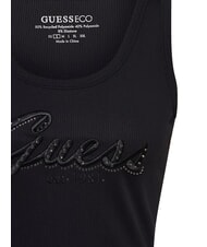 GUESS RAISSA LOGO Tank top with rhinestone logo jetbla - T-shirt - 3