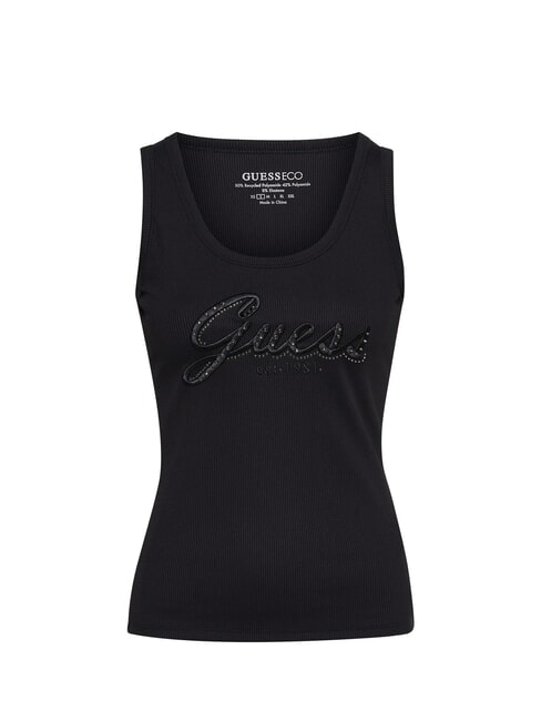 RAISSA LOGO Tank top with rhinestone logo jetbla - T-shirt