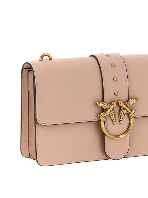 LOVE ONE CLASSIC Leather shoulder bag with flap powder-antique gold - Women’s Bags