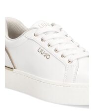 LIUJO PRETTY 06 Leather platform sneakers white / light gold - Women’s shoes - 4