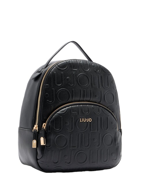 MANHATTAN Medium backpack with embossed logo BLACK - Women’s Bags