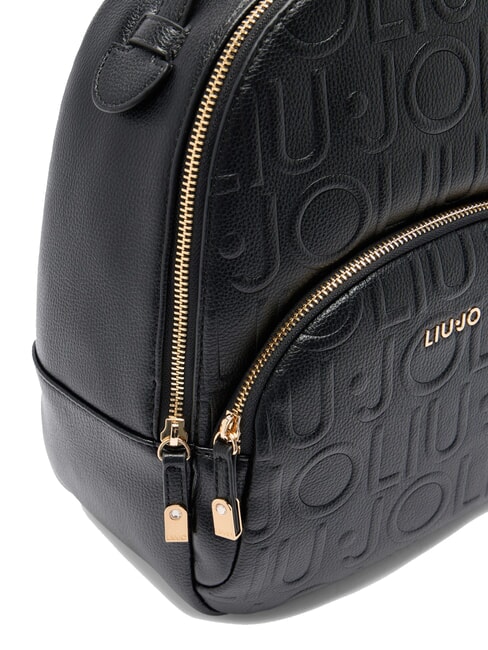 MANHATTAN Medium backpack with embossed logo BLACK - Women’s Bags