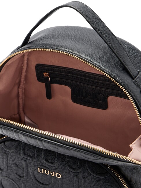 MANHATTAN Medium backpack with embossed logo BLACK - Women’s Bags