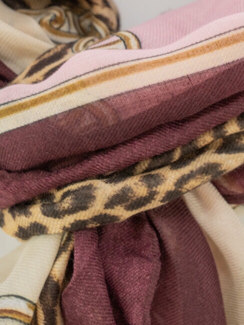 ANIMALIER CHAIN Scarf with all-over print red aubergine - Scarves