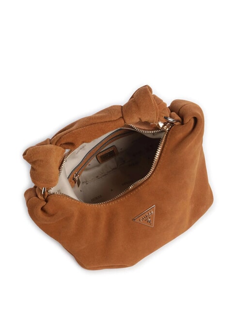 ISOTTA Suede leather bag with chain COGNAC - Women’s Bags