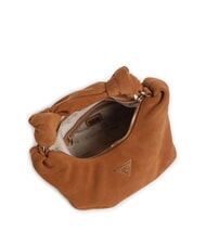 GUESS ISOTTA Suede leather bag with chain COGNAC - Women’s Bags - 3