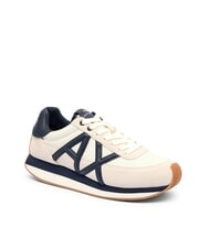 ARMANI EXCHANGE ROYALE SUEDE AIR MESH AX logo leather sneakers off white + navy - Men&rsquo;s shoes - 2