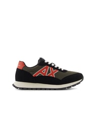 ARMANI EXCHANGE DROP MICROSUEDE Sneakers with contrasting logo black+olive night+pumpkin - Men’s shoes - 2