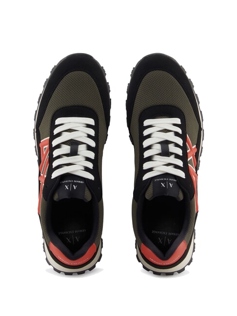 DROP MICROSUEDE Sneakers with contrasting logo black+olive night+pumpkin - Men’s shoes