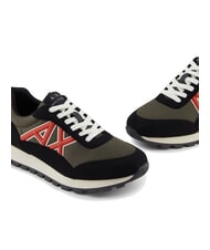 ARMANI EXCHANGE DROP MICROSUEDE Sneakers with contrasting logo black+olive night+pumpkin - Men’s shoes - 4