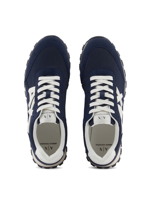 DROP MICROSUEDE Sneakers with contrasting logo navy+off-white - Men&rsquo;s shoes