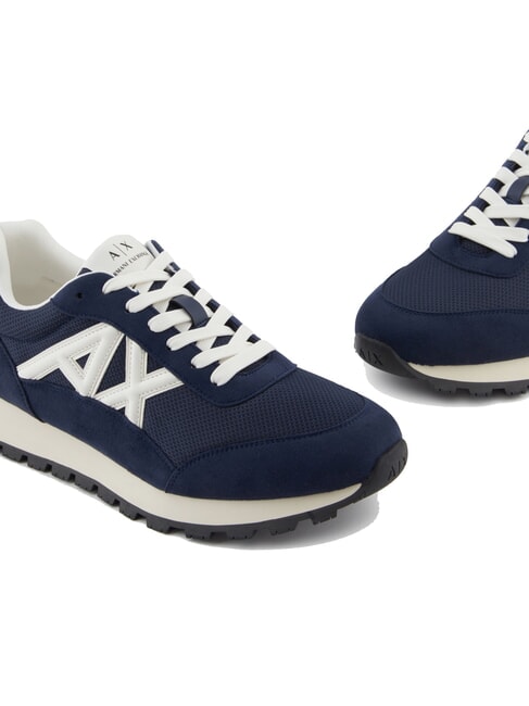 DROP MICROSUEDE Sneakers with contrasting logo navy+off-white - Men&rsquo;s shoes