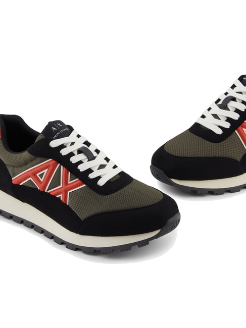 DROP MICROSUEDE Sneakers with contrasting logo black+olive night+pumpkin - Men&rsquo;s shoes