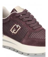 LIUJO AMAZING 25 Suede and mesh sneakers crimson/light gold - Women’s shoes - 5