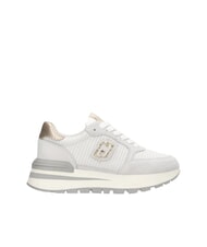 LIUJO AMAZING 25 Suede and mesh sneakers off white/light gold - Women’s shoes - 3