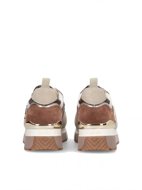 MAXI WONDER 01 Platform sneakers with python details rope/chocolate - Women’s shoes