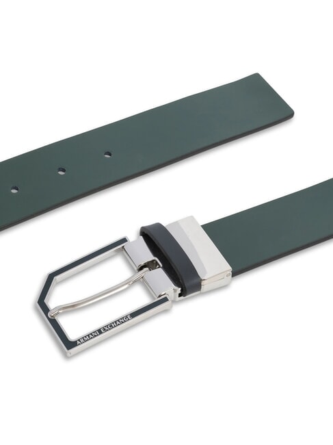 BELT Reversible leather belt night blue/green - Belts