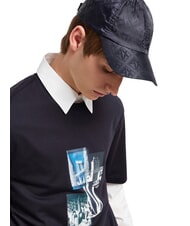 ARMANI EXCHANGE BASEBALL HAT Satin fabric hat deep navy - Hats - 3