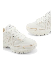 ARMANI EXCHANGE A|X Chunky sneakers with mesh inserts off white + gold - Women’s shoes - 3