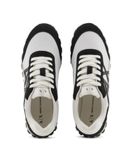 ARMANI EXCHANGE A|X Mesh sneakers with contrasting logo off white+black - Women’s shoes - 3
