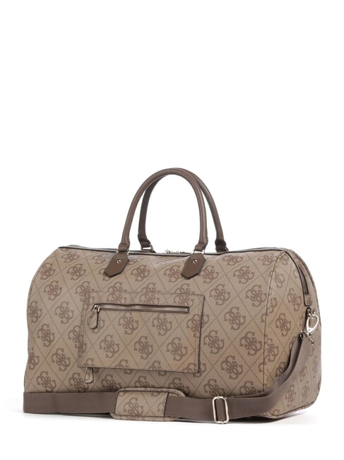 BERTA Large duffel bag with shoulder strap latte logo / brown - Duffle bags