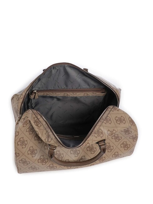 BERTA Large duffel bag with shoulder strap latte logo / brown - Duffle bags