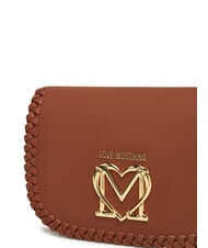 LOVE MOSCHINO BRAIDED Shoulder bag with flap camel - Women’s Bags - 4