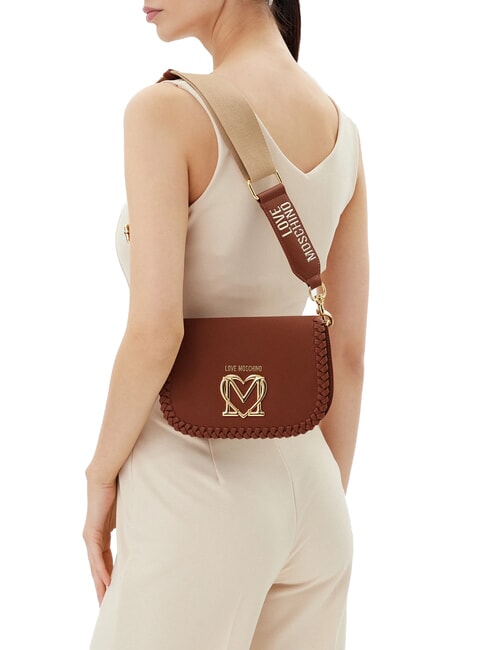 BRAIDED Shoulder bag with flap camel - Women’s Bags