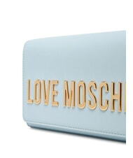 LOVE MOSCHINO BOLD LOGO Bag with flap and chain shoulder strap Light blue - Women’s Bags - 3